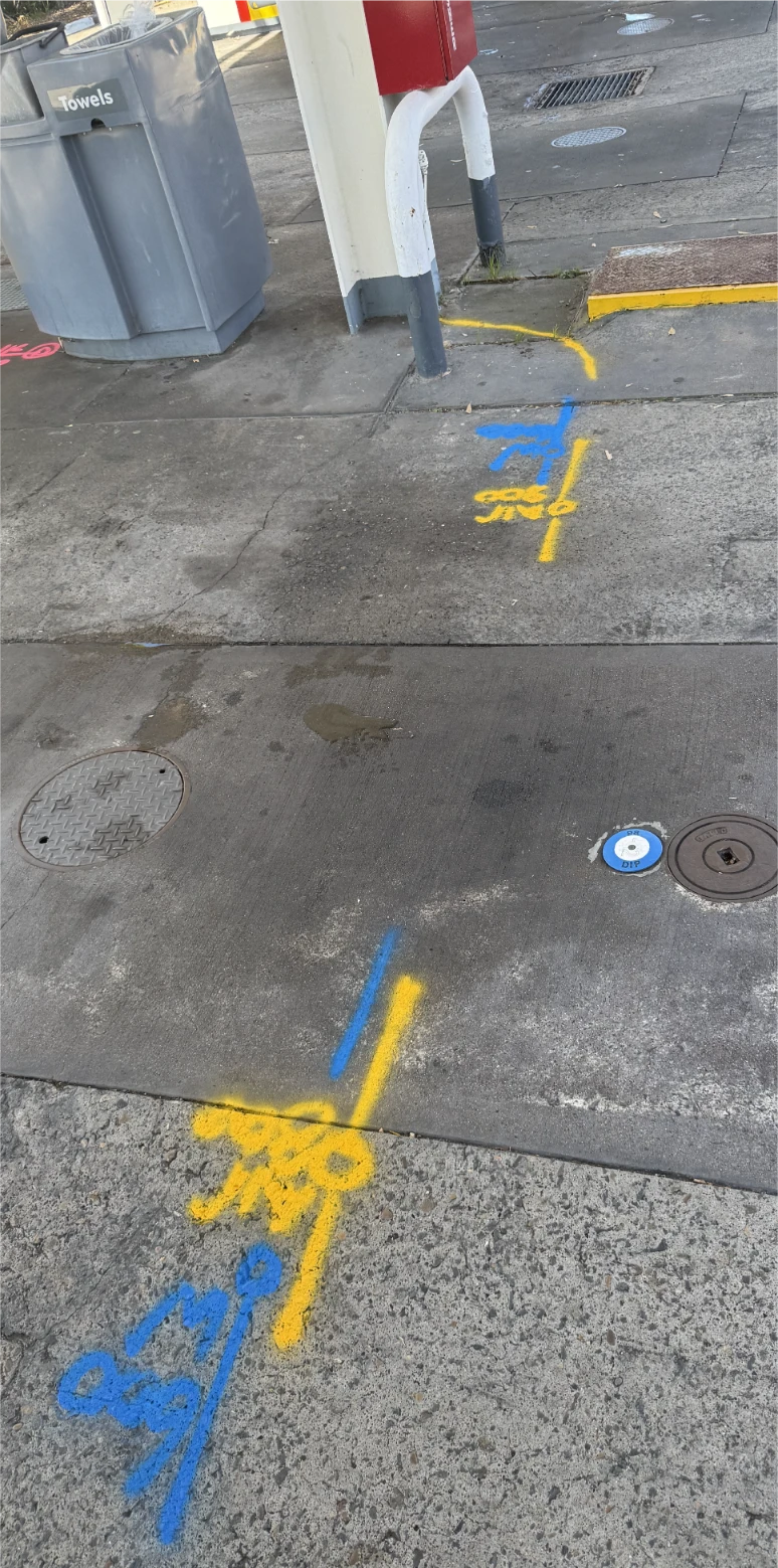 Yellow Colored Marking for locating underground pipes