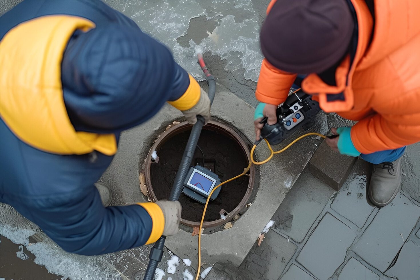 Technician performing CCTV pipe survey for commercial project in Sydney.