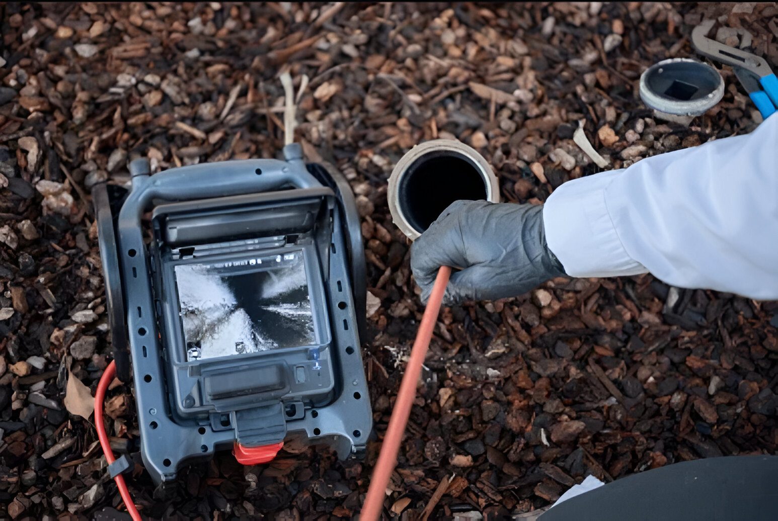 CCTV pipe inspection confirming underground pipeline pathways on the Central Coast