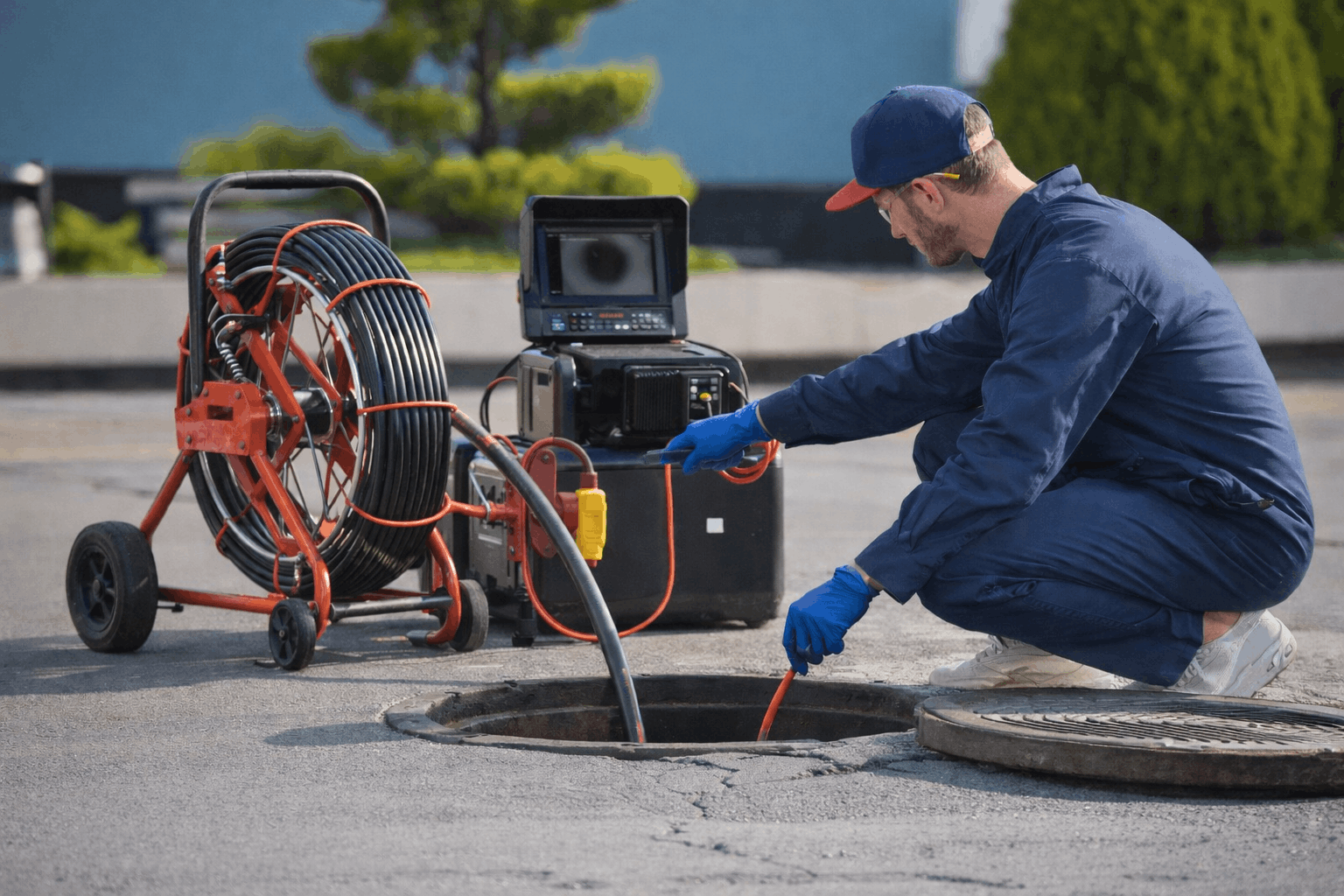 CCTV pipe inspection used during underground utility assessment