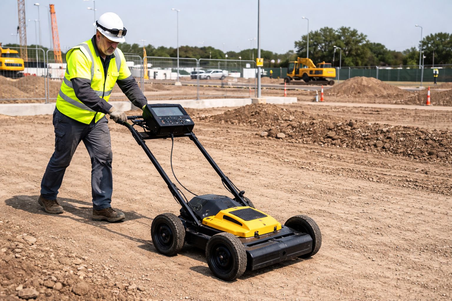 Ground penetrating radar used to detect underground services